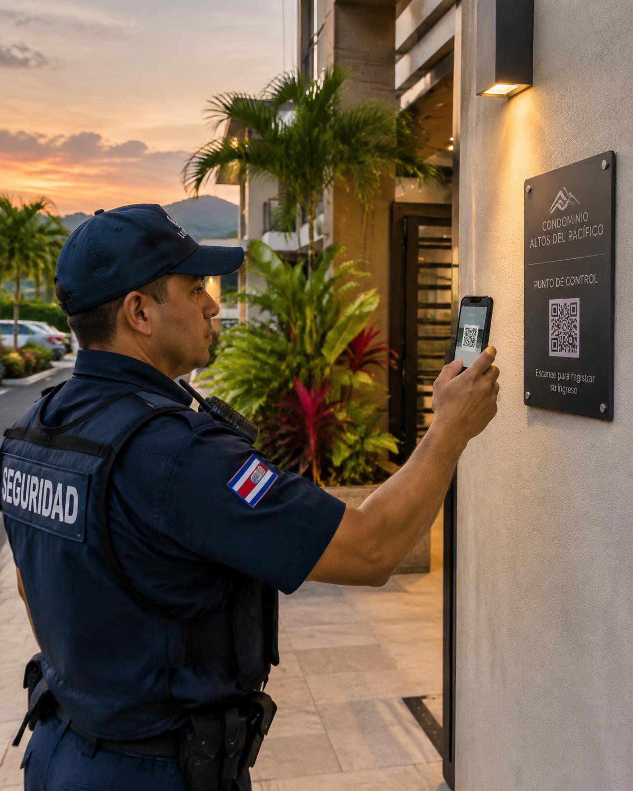 Guarda marcando un punto de control QR